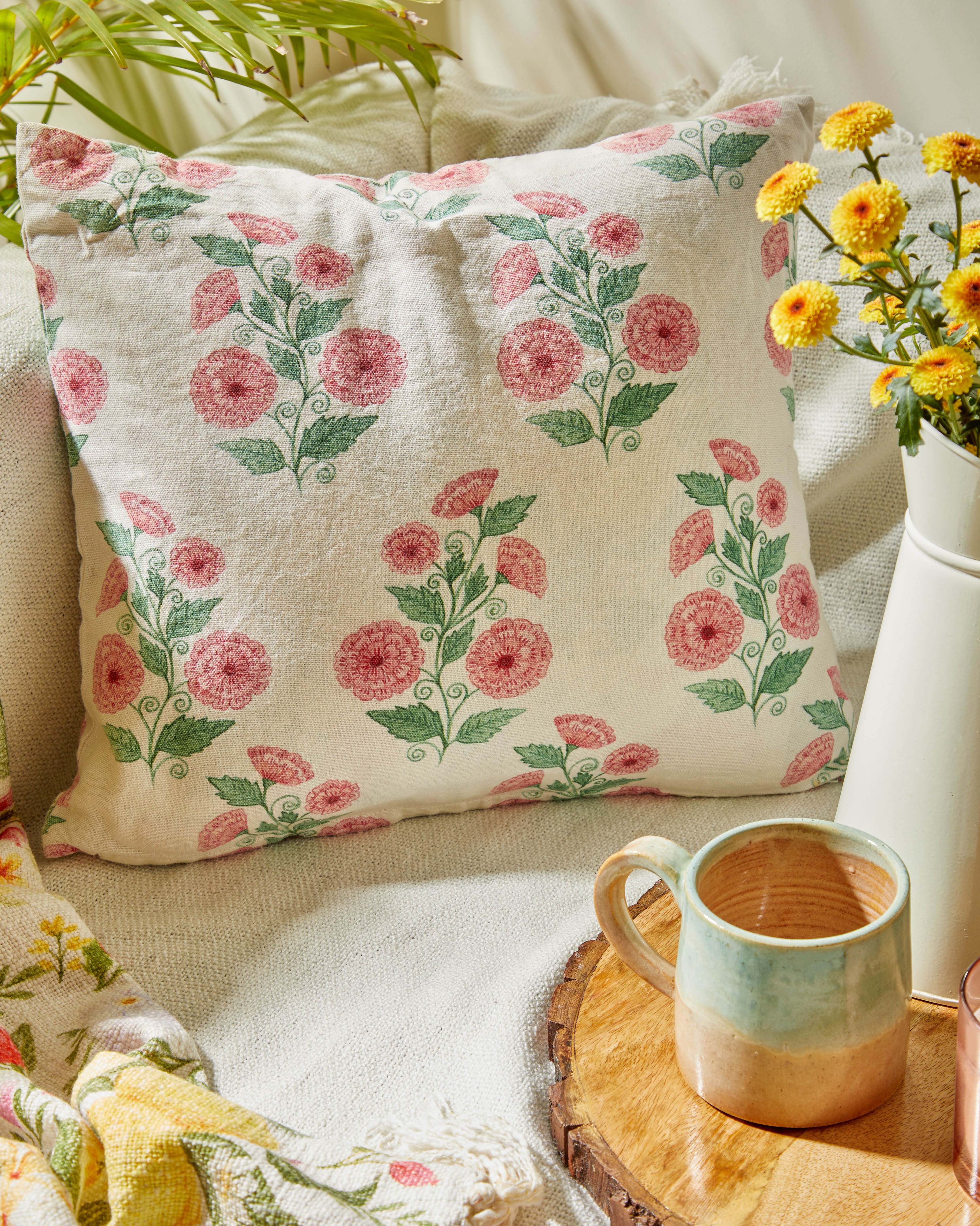 Floral Motif Cushion Cover